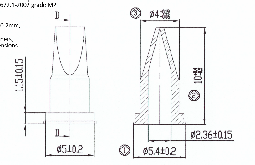 JT1133 Base Sealing Diameter 5.4mm Outer Diameter 4mm Inner Diameter 2.36mm Height 10mm Back FKM or Viton Duckbill Valve